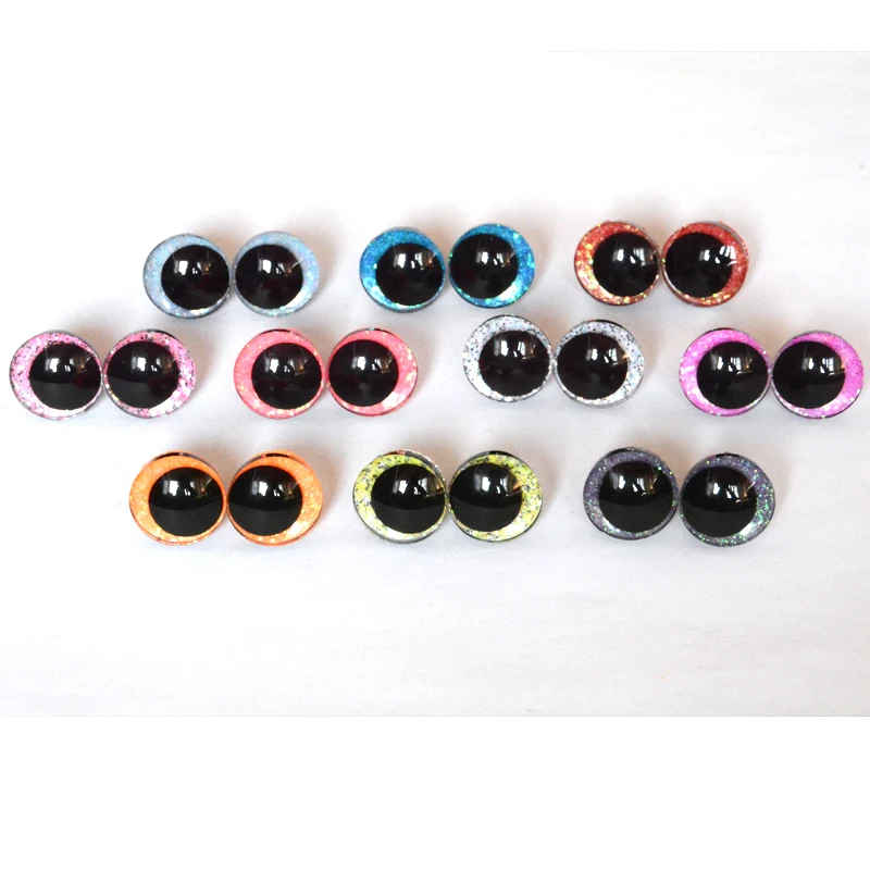 20pcs Round Eccentric-Pupil Cartoon glitter toy safety eyes doll pupil eyes with washer for c