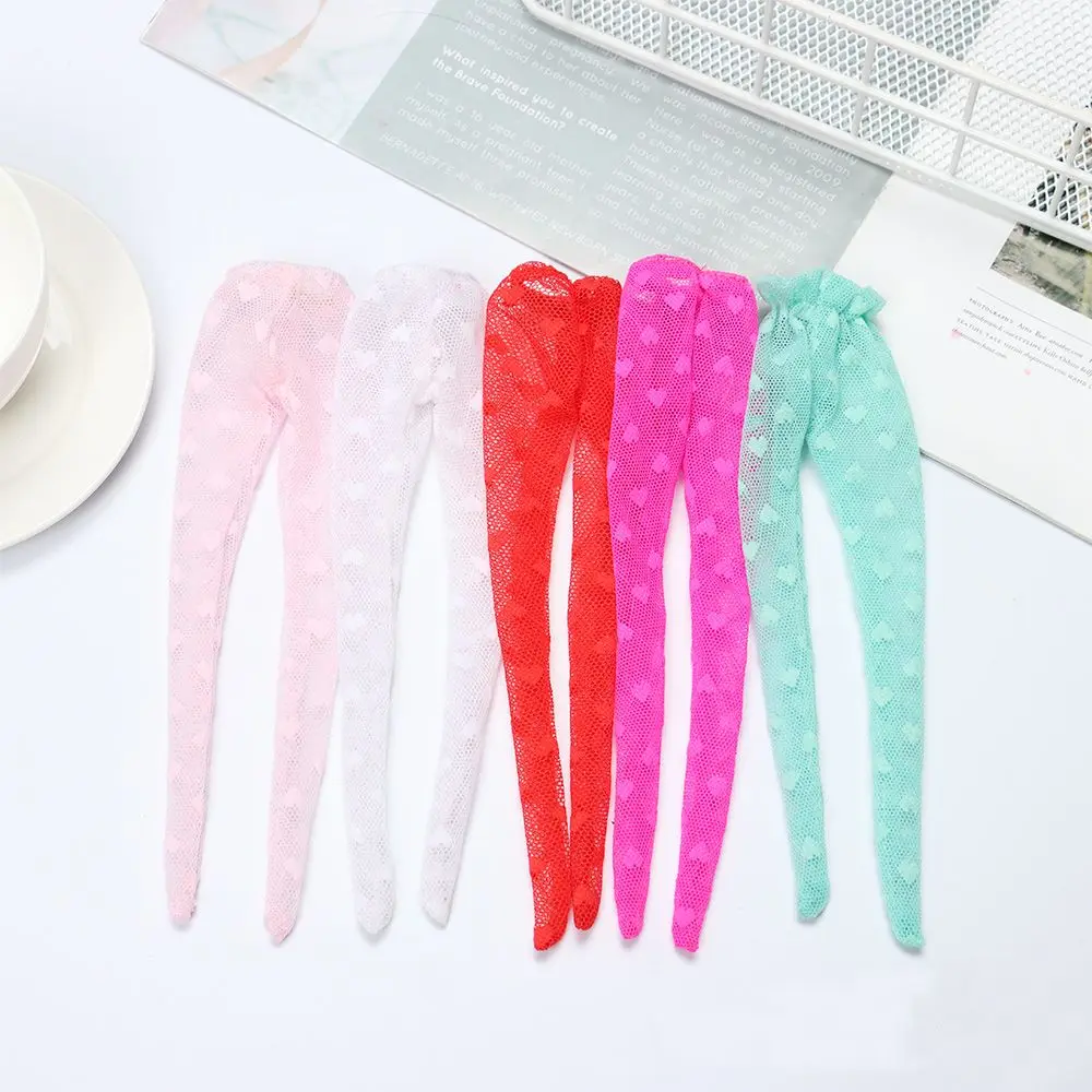 Love Heart Pattern Doll Silk Stockings Toy Dress Up Game Elestic Legging Colorful PanPant Hose Fit 1/6 Scale Dolls Accessories