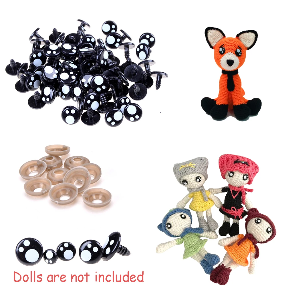 100pcs 8/12/14mm Cartoon Safety Eyes Nose Toy Teddy Bear Stuffed Toys Kawaii Doll Eyes DIY Snap Animal Puppet Doll Accessories