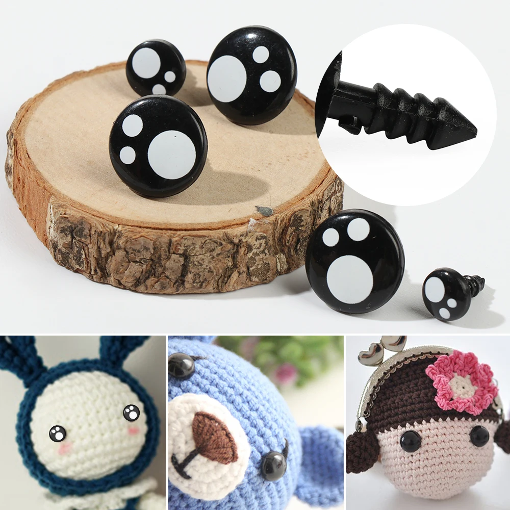 100pcs 8/12/14mm Cartoon Safety Eyes Nose Toy Teddy Bear Stuffed Toys Kawaii Doll Eyes DIY Snap Animal Puppet Doll Accessories