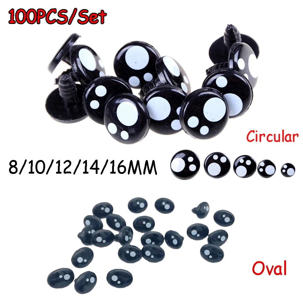 100pcs 8/12/14mm Cartoon Safety Eyes Nose Toy Teddy Bear Stuffed Toys Kawaii Doll Eyes DIY Snap Animal Puppet Doll Accessories