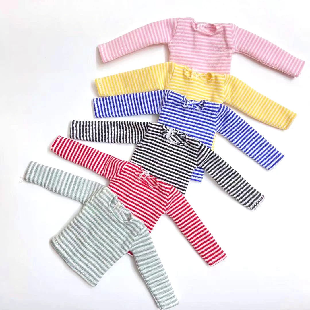 1PCS NEW Blyth Doll’s Cotton T-shirt Stripe Long Sleeve Shirt for Pullip Blyth 1/6 Dolls Accessories Clothes
