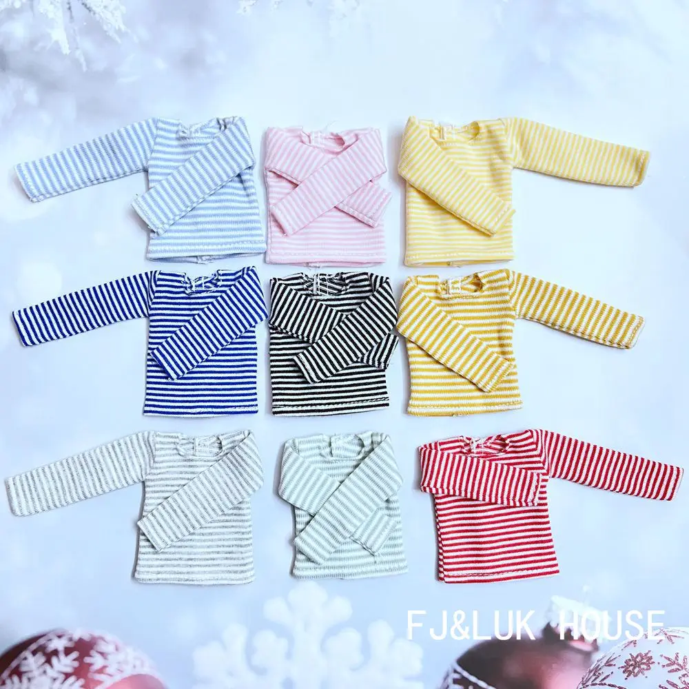 1PCS NEW Blyth Doll’s Cotton T-shirt Stripe Long Sleeve Shirt for Pullip Blyth 1/6 Dolls Accessories Clothes