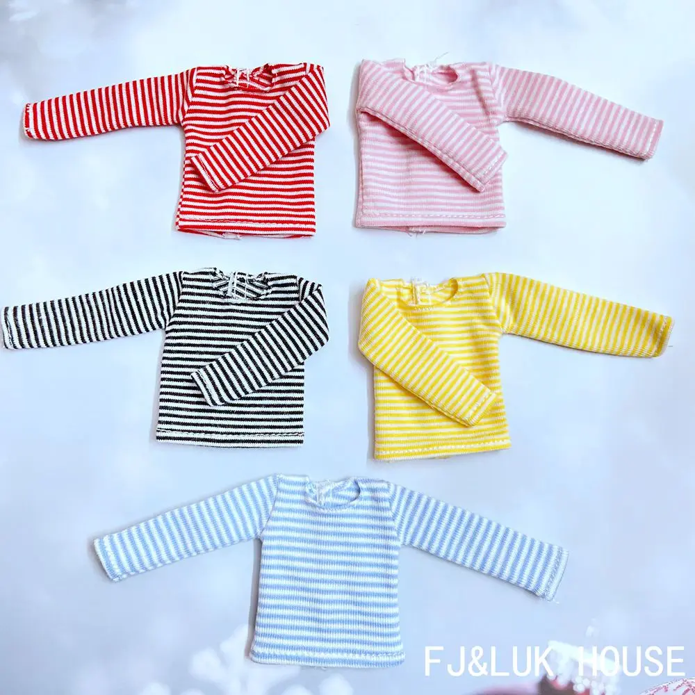 1PCS NEW Blyth Doll’s Cotton T-shirt Stripe Long Sleeve Shirt for Pullip Blyth 1/6 Dolls Accessories Clothes