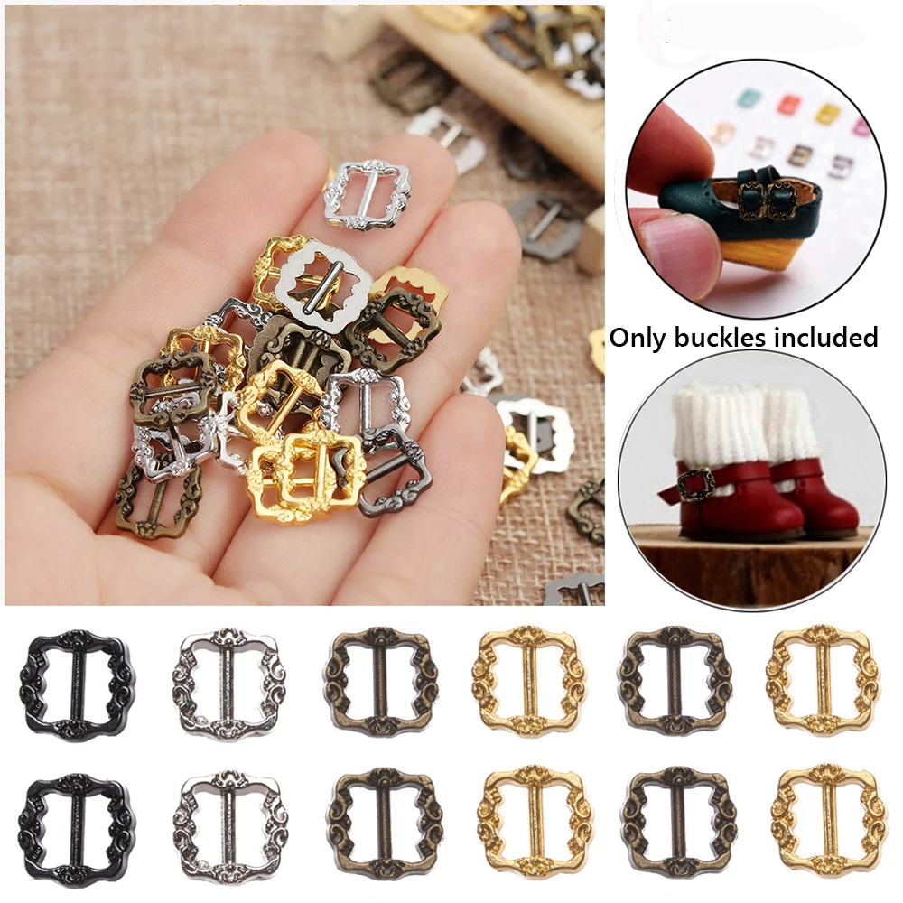 20PCS Mini Buckles For Doll Toys 3.5mm/7mm DIY Doll Shoes Clothes Sewing Accessories Ultra-small Pattern Belt Buttons Buckles