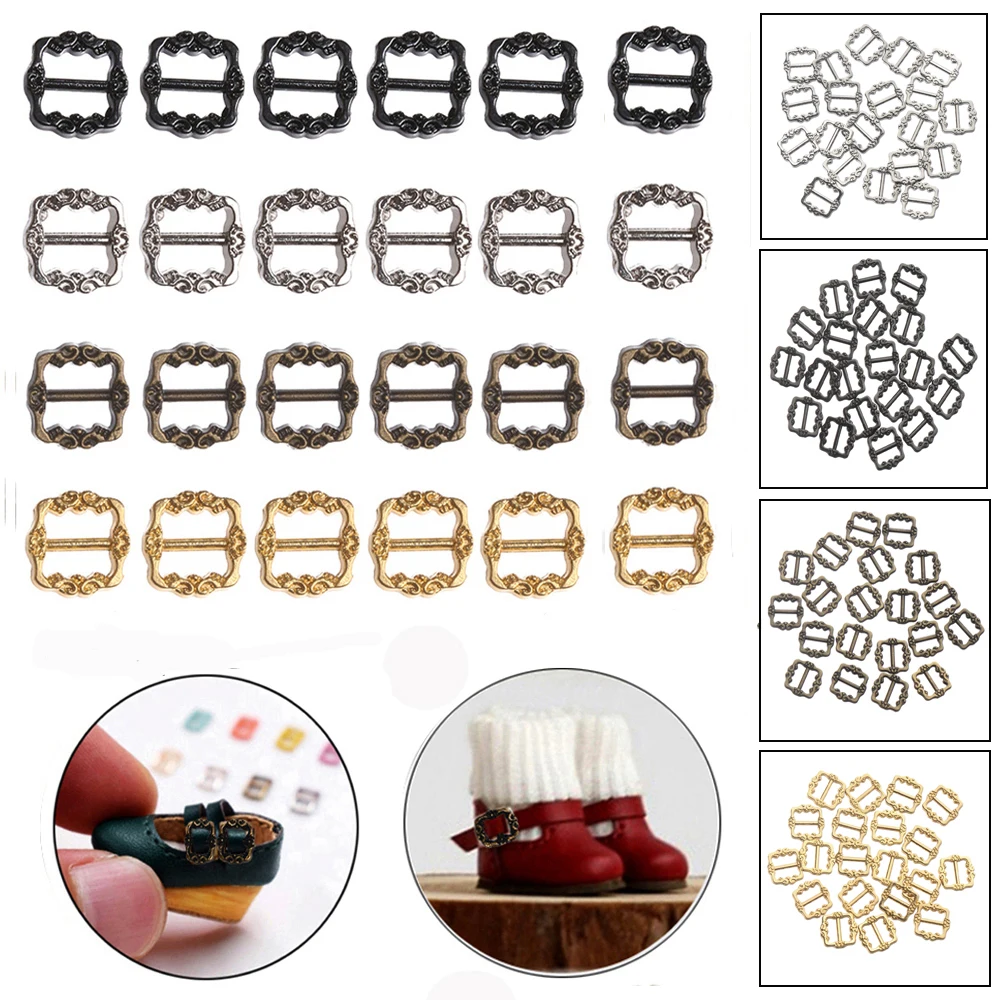 20PCS Mini Buckles For Doll Toys 3.5mm/7mm DIY Doll Shoes Clothes Sewing Accessories Ultra-small Pattern Belt Buttons Buckles