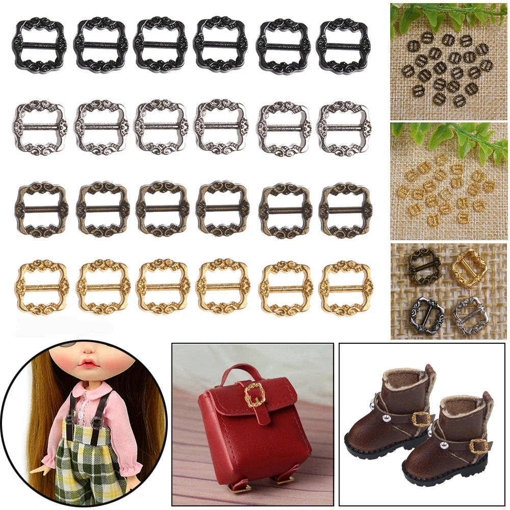 20PCS Mini Buckles For Doll Toys 3.5mm/7mm DIY Doll Shoes Clothes Sewing Accessories Ultra-small Pattern Belt Buttons Buckles