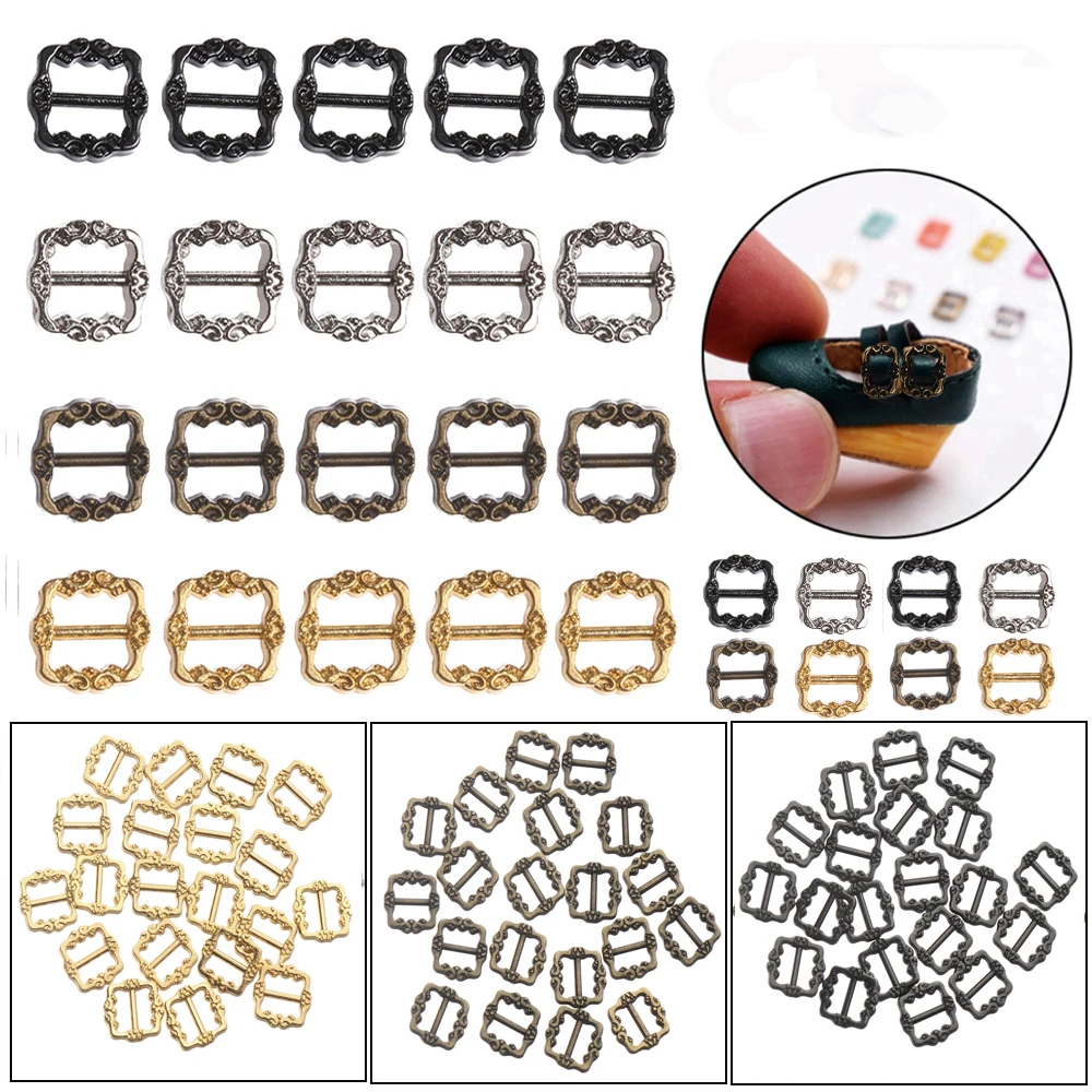 20PCS Mini Buckles For Doll Toys 3.5mm/7mm DIY Doll Shoes Clothes Sewing Accessories Ultra-small Pattern Belt Buttons Buckles