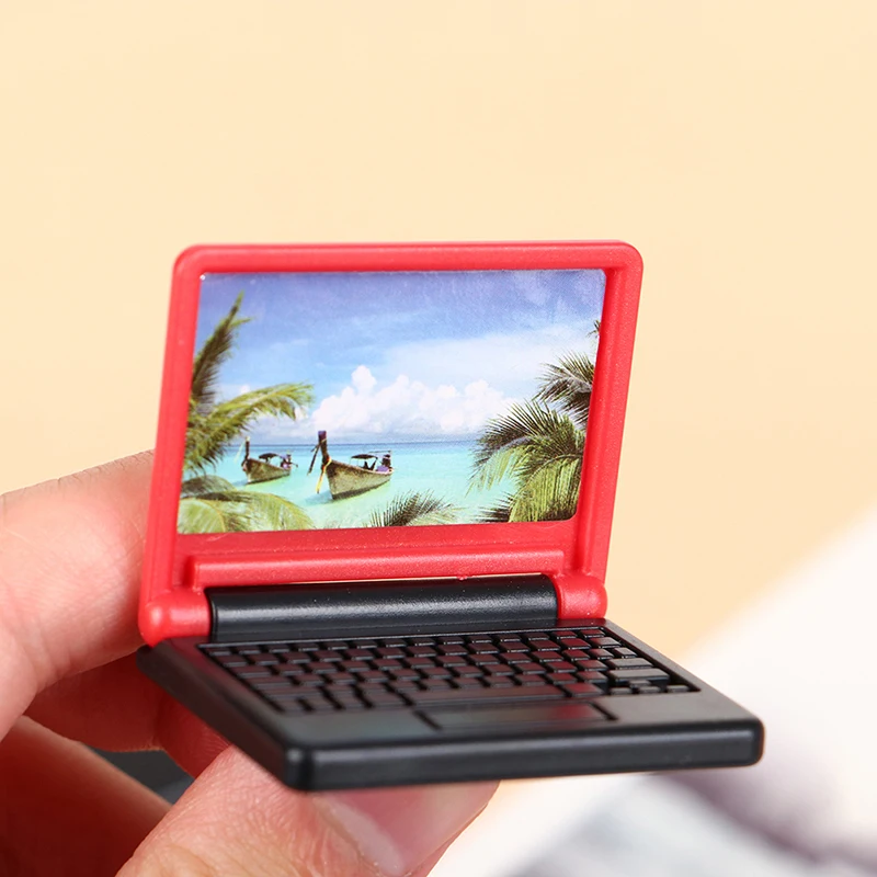 2pcs Creative Dollhouse Miniature Modern Computer Furniture For Children Toy Furniture For Dolls Laptop Computer