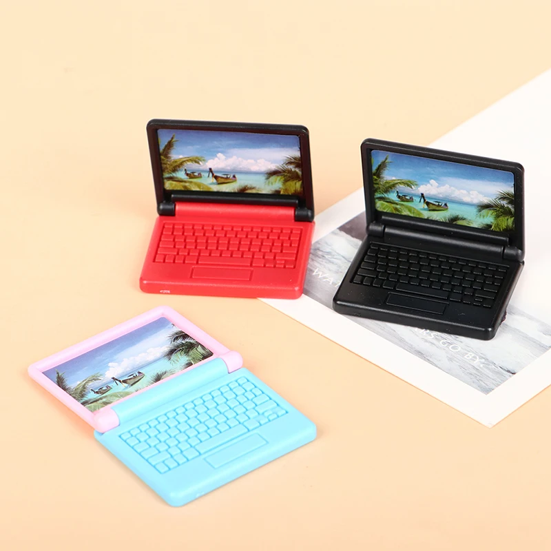 2pcs Creative Dollhouse Miniature Modern Computer Furniture For Children Toy Furniture For Dolls Laptop Computer