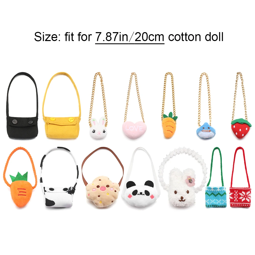 20CM Animal Panda Carrot Miniature Crossbody Messenger Bag Doll Bags Cartoon Dolls Accessories Changing Dressing Game Toys