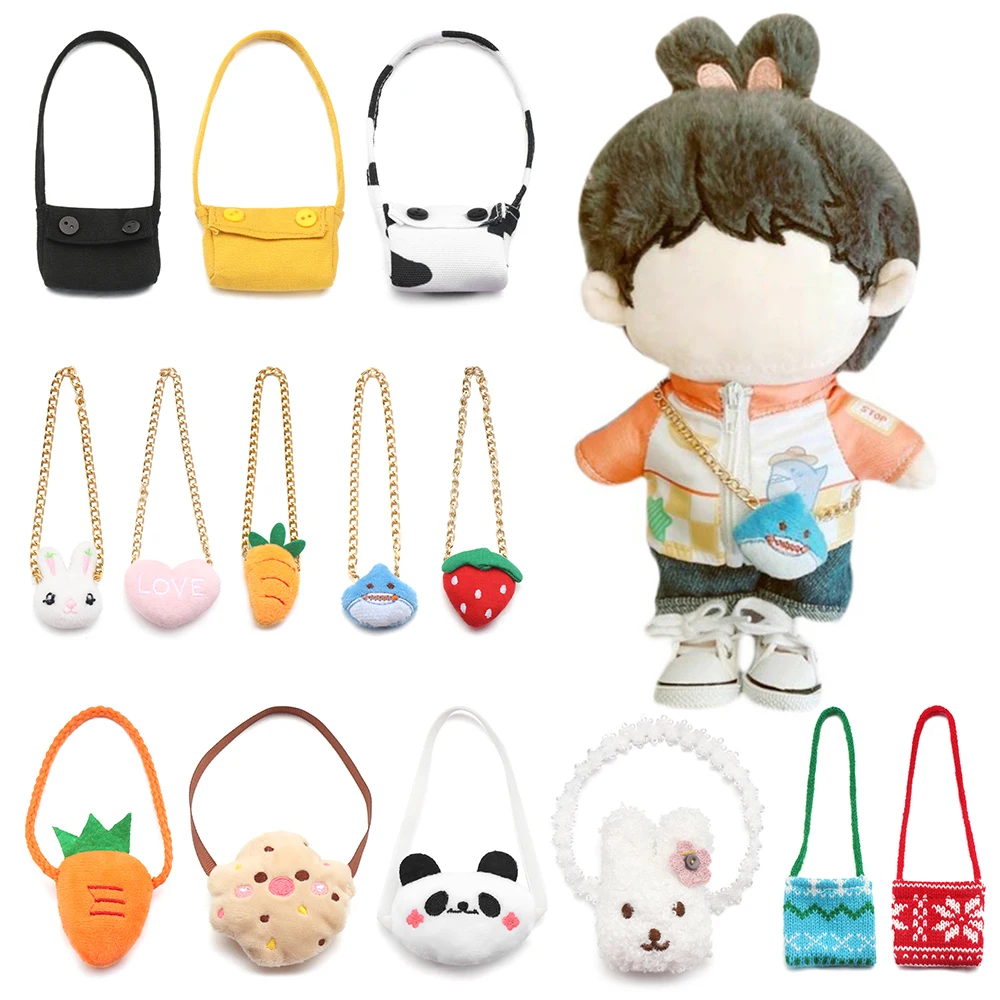 20CM Animal Panda Carrot Miniature Crossbody Messenger Bag Doll Bags Cartoon Dolls Accessories Changing Dressing Game Toys