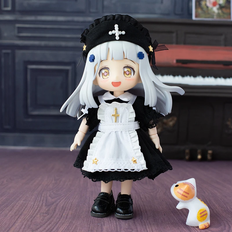 New Ob11 Doll Suki Ins Clothes Skirt Doll Princess Dress Suit Doll Maid Dress For Ymy, Penny, Obitsu11, Molly,1/12 Bjd Doll
