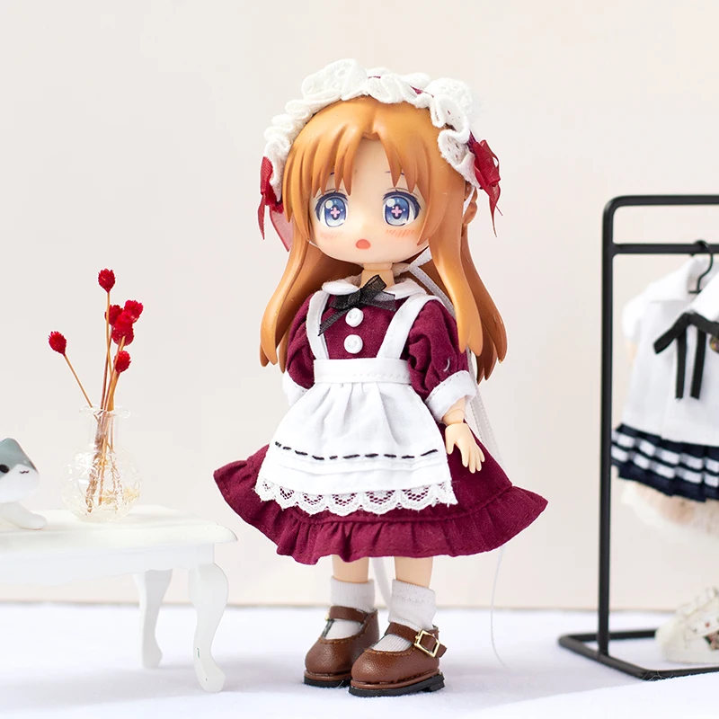 New Ob11 Doll Suki Ins Clothes Skirt Doll Princess Dress Suit Doll Maid Dress For Ymy, Penny, Obitsu11, Molly,1/12 Bjd Doll