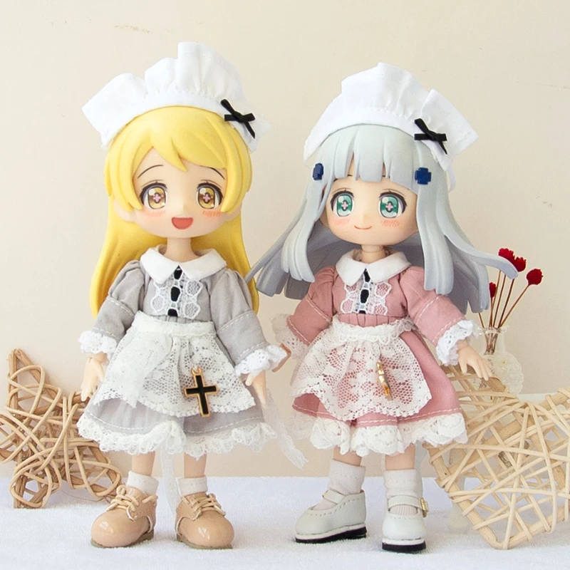 New Ob11 Doll Suki Ins Clothes Skirt Doll Princess Dress Suit Doll Maid Dress For Ymy, Penny, Obitsu11, Molly,1/12 Bjd Doll