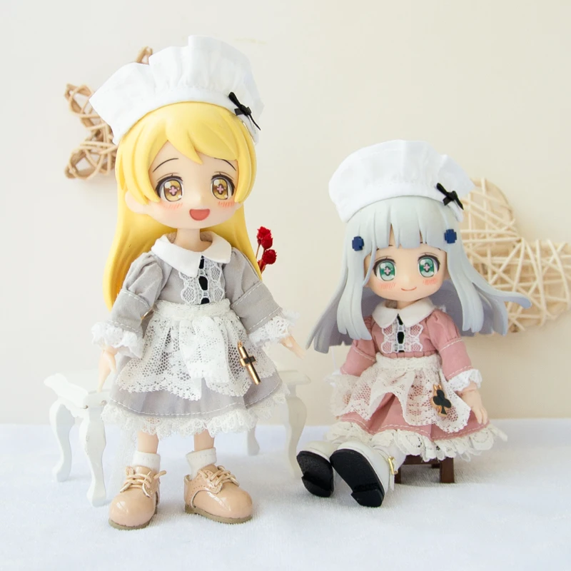 New Ob11 Doll Suki Ins Clothes Skirt Doll Princess Dress Suit Doll Maid Dress For Ymy, Penny, Obitsu11, Molly,1/12 Bjd Doll