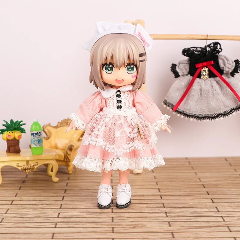 New Ob11 Doll Suki Ins Clothes Skirt Doll Princess Dress Suit Doll Maid Dress For Ymy, Penny, Obitsu11, Molly,1/12 Bjd Doll