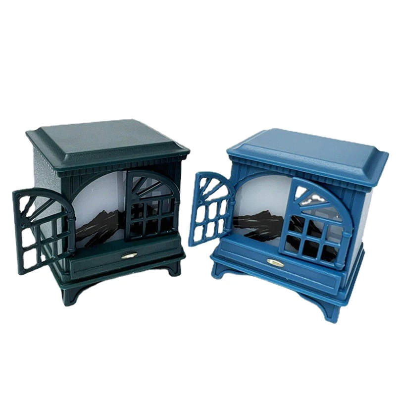 Dollhouse Miniature Fireplace Glowing Stove Simulation Furniture Model Ornaments DIY Dolls House Decor Accessories Kids Toys 1Pc