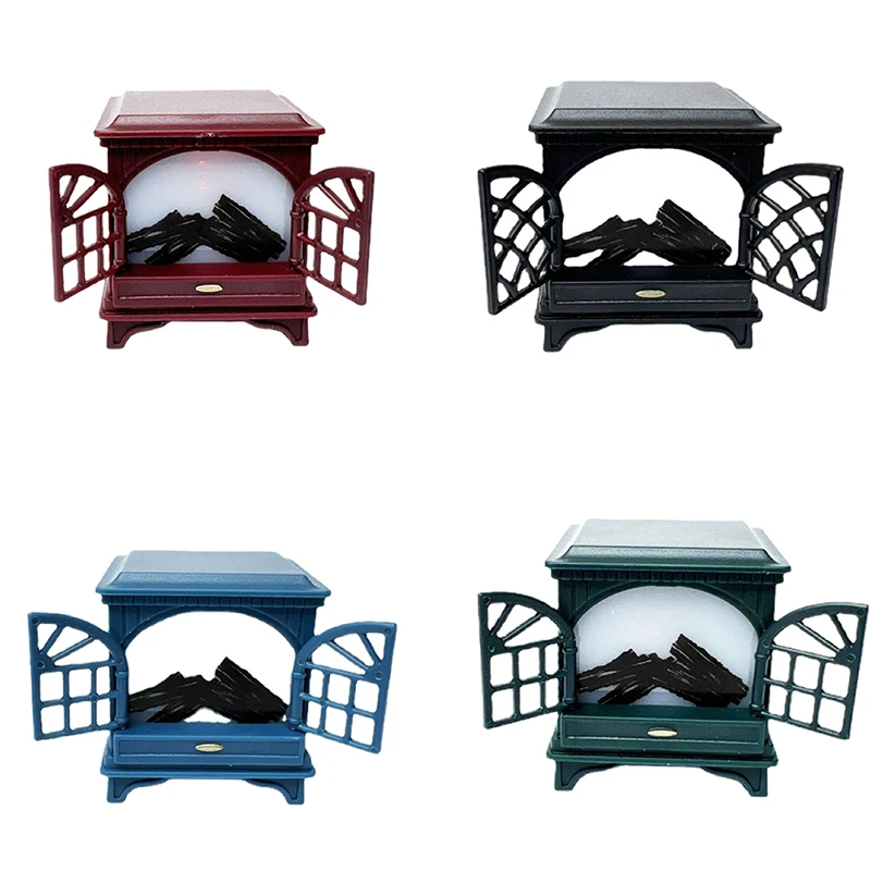 Dollhouse Miniature Fireplace Glowing Stove Simulation Furniture Model Ornaments DIY Dolls House Decor Accessories Kids Toys 1Pc