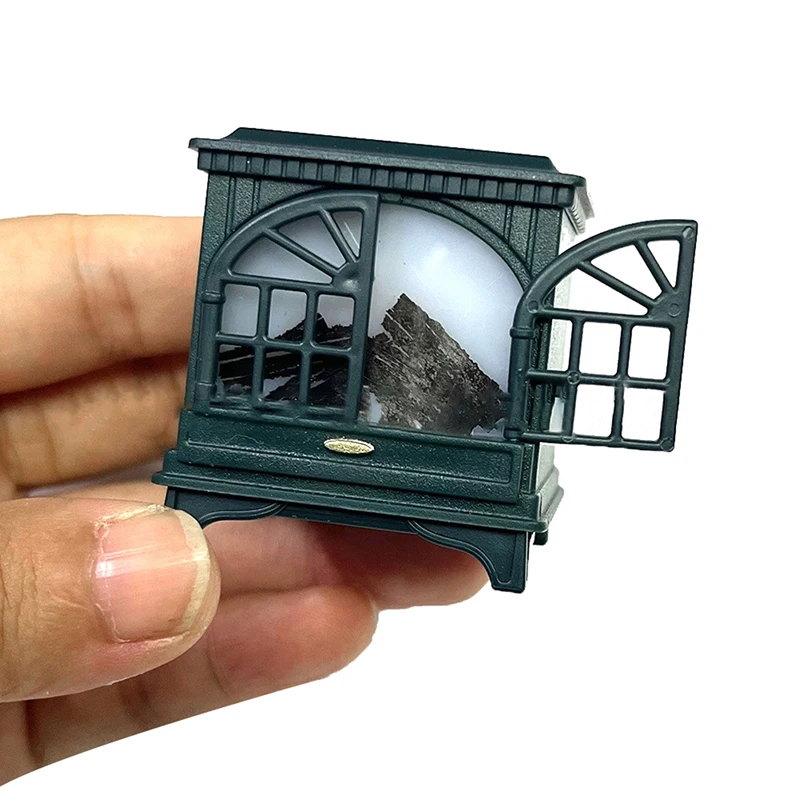 Dollhouse Miniature Fireplace Glowing Stove Simulation Furniture Model Ornaments DIY Dolls House Decor Accessories Kids Toys 1Pc