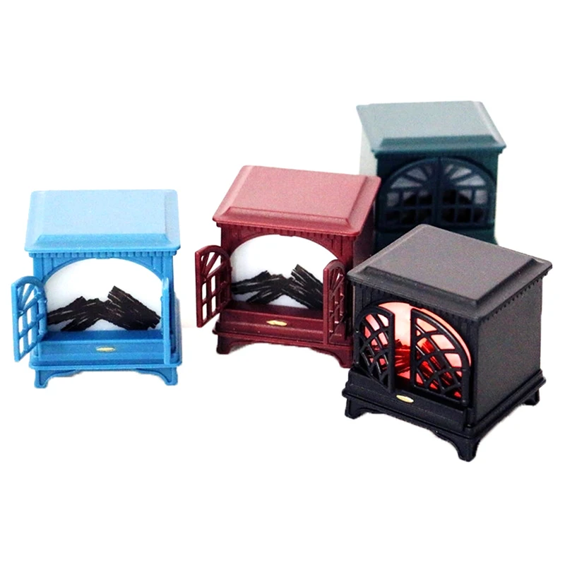 Dollhouse Miniature Fireplace Glowing Stove Simulation Furniture Model Ornaments DIY Dolls House Decor Accessories Kids Toys 1Pc