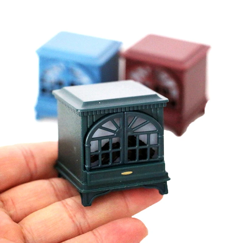 Dollhouse Miniature Fireplace Glowing Stove Simulation Furniture Model Ornaments DIY Dolls House Decor Accessories Kids Toys 1Pc
