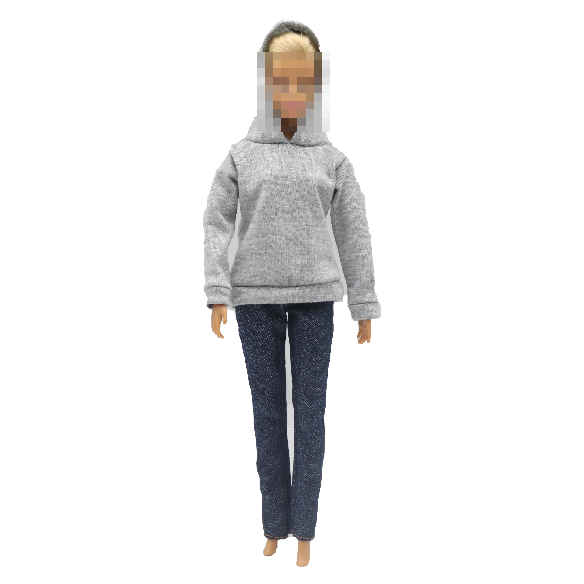 New 30cm 1/6 Doll Jeans Shorts Long Sleeves Simple and Loose Hoodie Set Daily Wear Clothes for Barbies Doll Accessories
