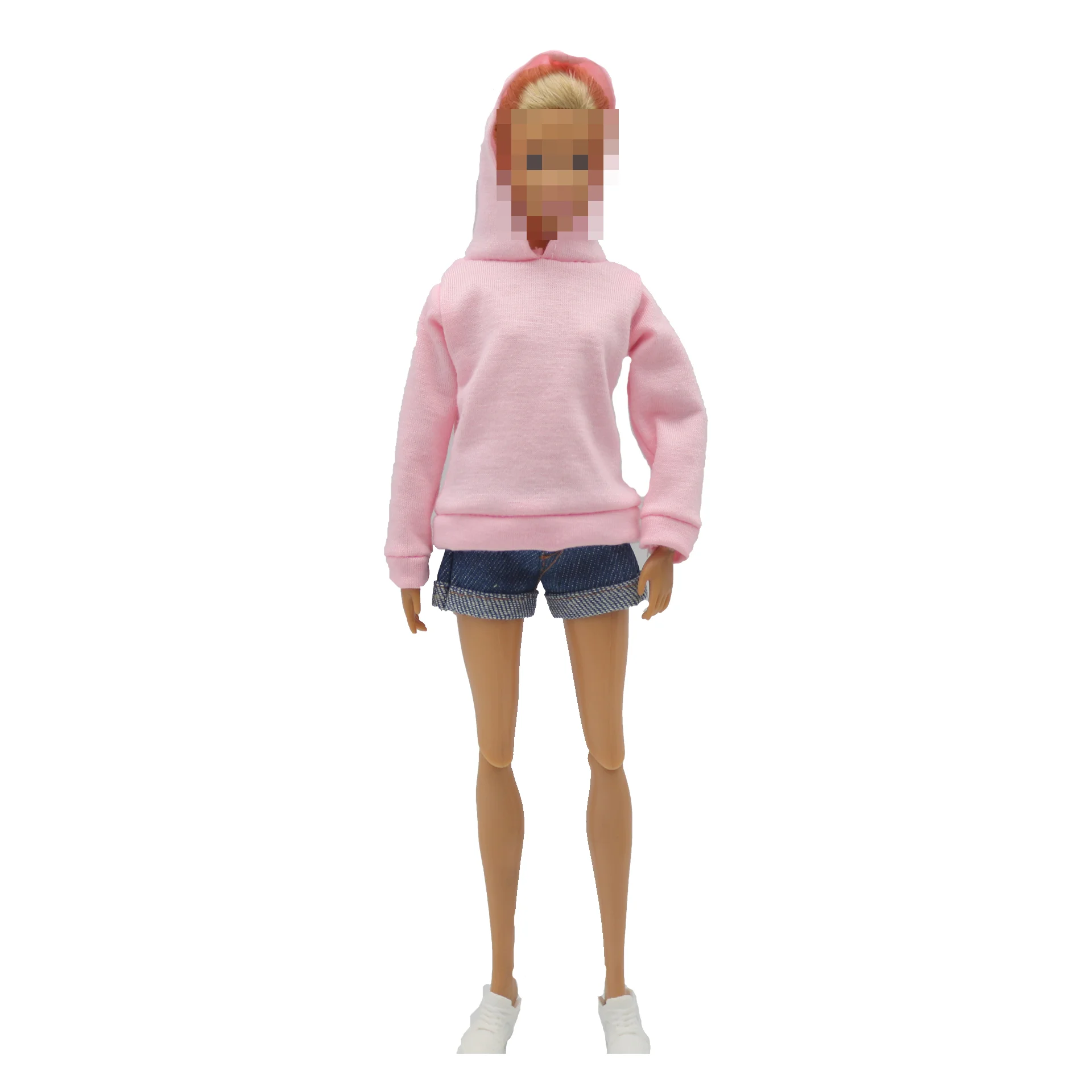 New 30cm 1/6 Doll Jeans Shorts Long Sleeves Simple and Loose Hoodie Set Daily Wear Clothes for Barbies Doll Accessories