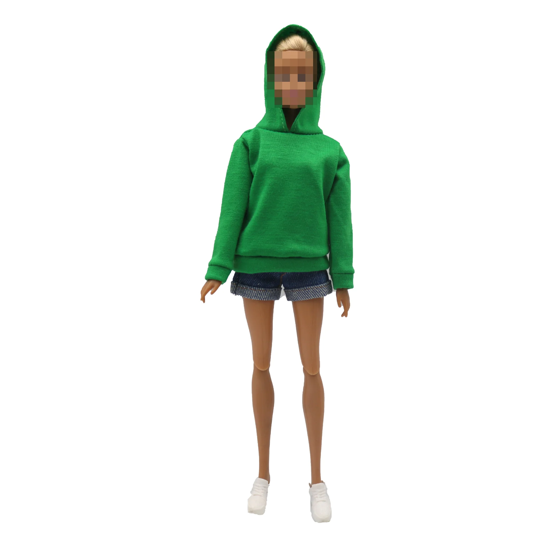 New 30cm 1/6 Doll Jeans Shorts Long Sleeves Simple and Loose Hoodie Set Daily Wear Clothes for Barbies Doll Accessories