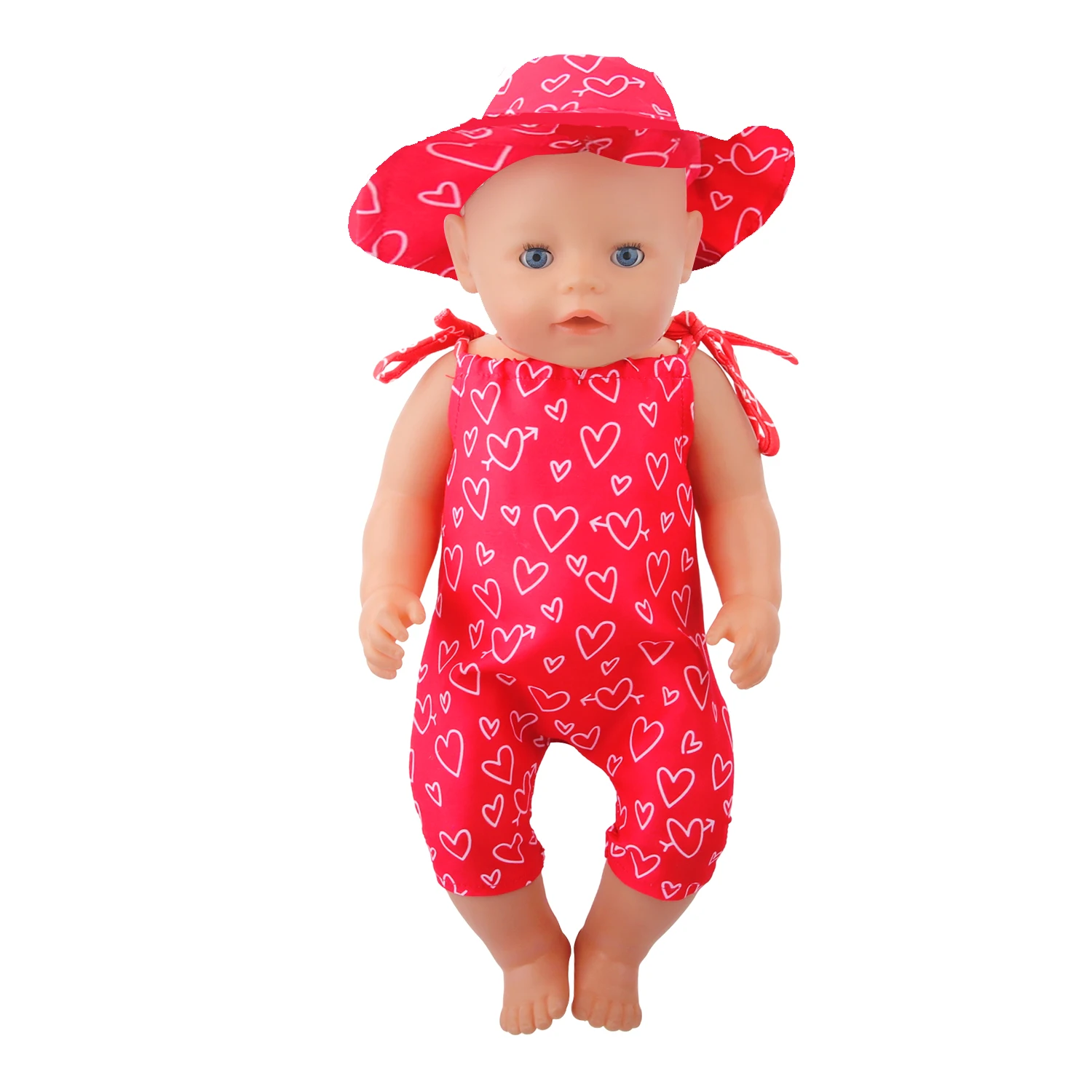 Red Color Summer Style One-piece Garment+Hat Doll Clothes Set Suit For 18 Inch American&43cm Baby New Born.OG Girl Dolls Toy