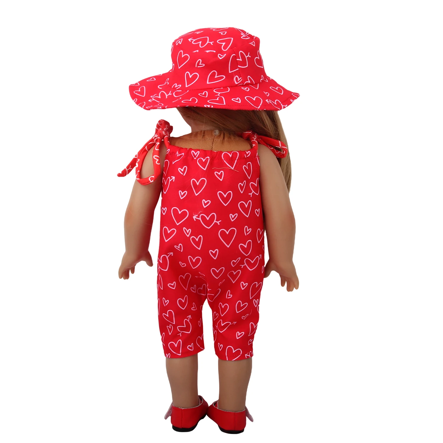 Red Color Summer Style One-piece Garment+Hat Doll Clothes Set Suit For 18 Inch American&43cm Baby New Born.OG Girl Dolls Toy