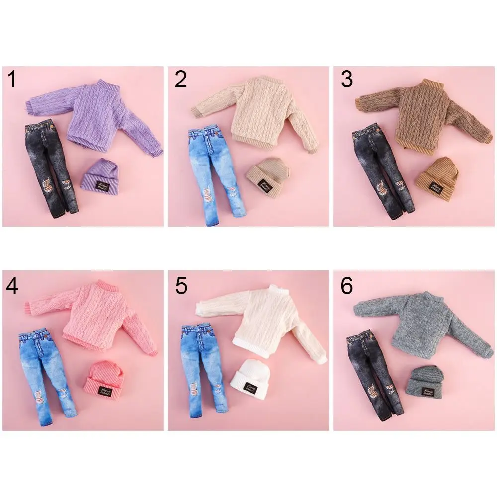 1/6 Doll Fashion Casual Clothes Hats Winter Wear Sweaters Pants Handmade Girl Doll Wearing Set For 29~32 cm Doll Clothes DIY