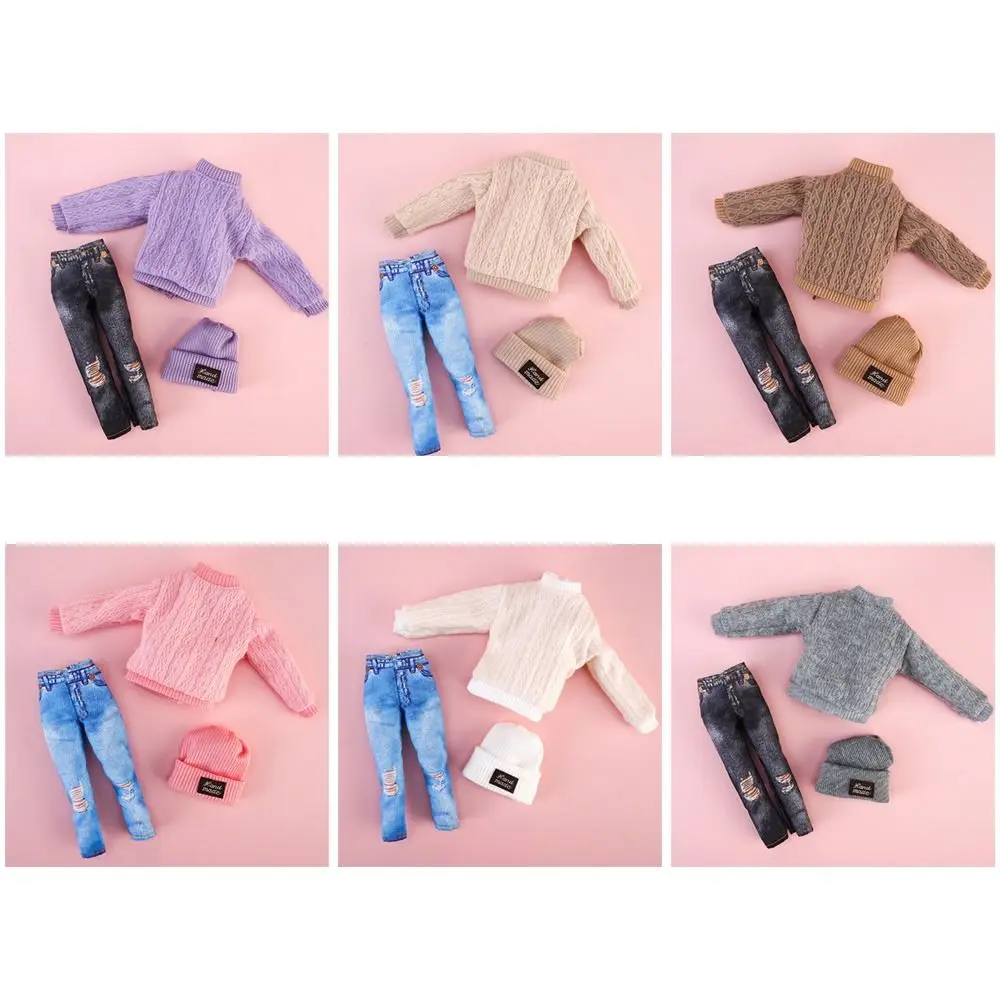 1/6 Doll Fashion Casual Clothes Hats Winter Wear Sweaters Pants Handmade Girl Doll Wearing Set For 29~32 cm Doll Clothes DIY