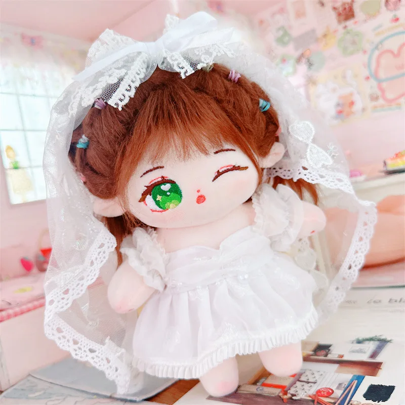 20cm Cute Idol Plush Doll Wear Wedding Dress Suit Clothes Accessory Kawaii No Attribute Stuffed Cotton Naked Dolls Soft Girl Toy