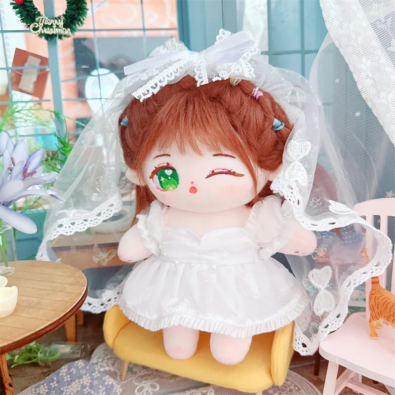 20cm Cute Idol Plush Doll Wear Wedding Dress Suit Clothes Accessory Kawaii No Attribute Stuffed Cotton Naked Dolls Soft Girl Toy