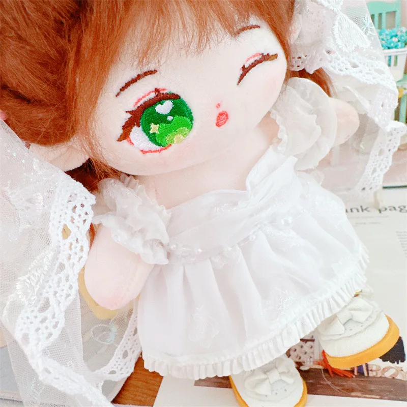 20cm Cute Idol Plush Doll Wear Wedding Dress Suit Clothes Accessory Kawaii No Attribute Stuffed Cotton Naked Dolls Soft Girl Toy