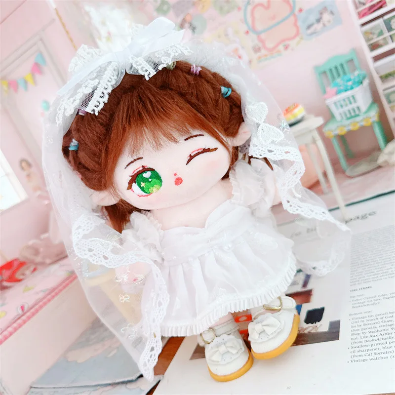 20cm Cute Idol Plush Doll Wear Wedding Dress Suit Clothes Accessory Kawaii No Attribute Stuffed Cotton Naked Dolls Soft Girl Toy