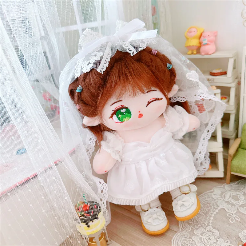 20cm Cute Idol Plush Doll Wear Wedding Dress Suit Clothes Accessory Kawaii No Attribute Stuffed Cotton Naked Dolls Soft Girl Toy