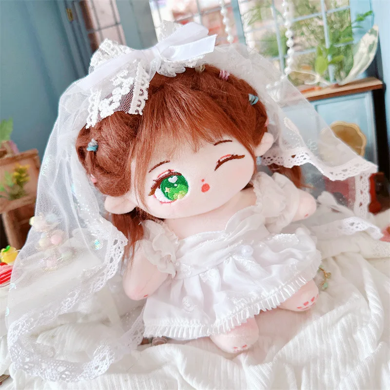 20cm Cute Idol Plush Doll Wear Wedding Dress Suit Clothes Accessory Kawaii No Attribute Stuffed Cotton Naked Dolls Soft Girl Toy