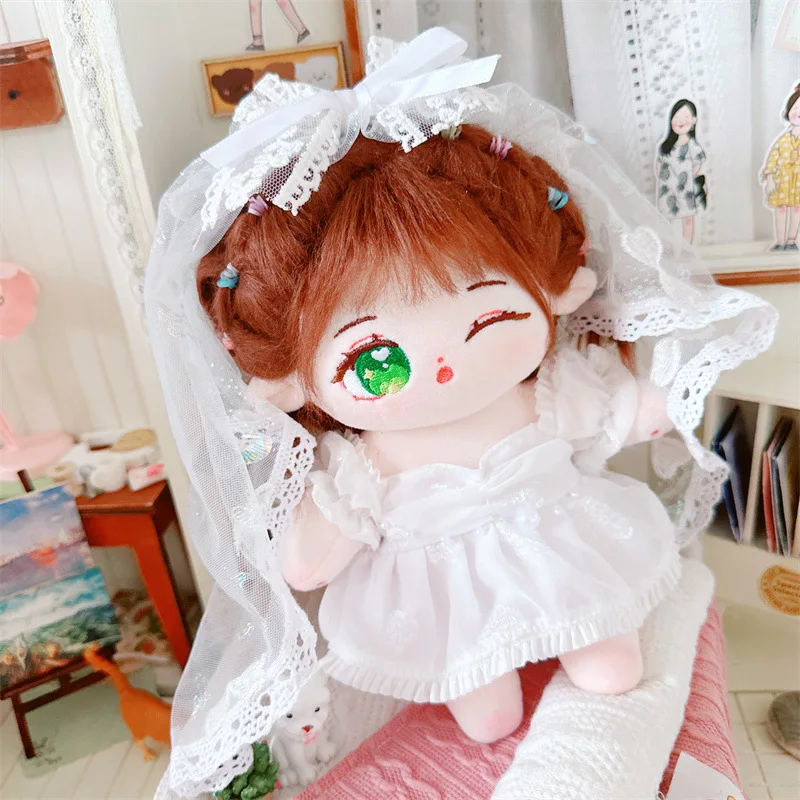 20cm Cute Idol Plush Doll Wear Wedding Dress Suit Clothes Accessory Kawaii No Attribute Stuffed Cotton Naked Dolls Soft Girl Toy