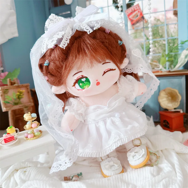 20cm Cute Idol Plush Doll Wear Wedding Dress Suit Clothes Accessory Kawaii No Attribute Stuffed Cotton Naked Dolls Soft Girl Toy