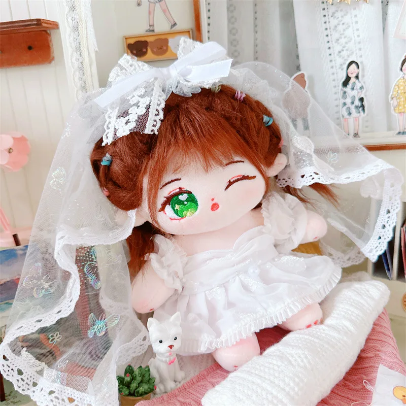 20cm Cute Idol Plush Doll Wear Wedding Dress Suit Clothes Accessory Kawaii No Attribute Stuffed Cotton Naked Dolls Soft Girl Toy