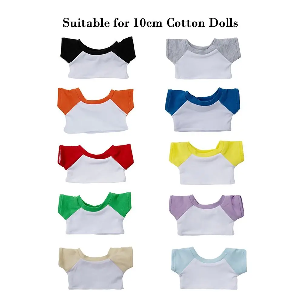 10CM Doll Clothes Cute Tops Cotton T-shirt Candy Color Sweatshirt For Cotton Stuffed Dolls Toys Accessories Idol Doll Outfit