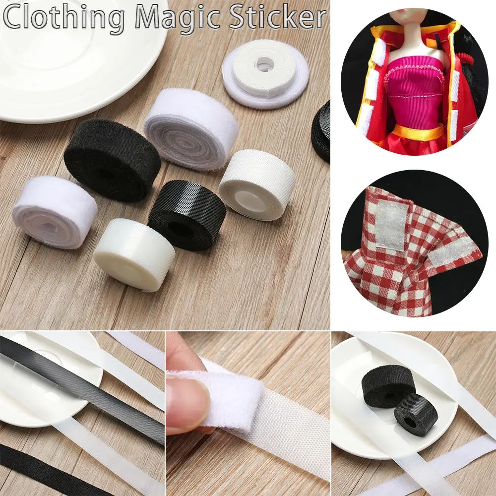 Newest 6/8/20mm Width Black/White Thin Paste Strap Doll Sewing Stickers Magic Tapes Sticker Clothes Fastener Tape