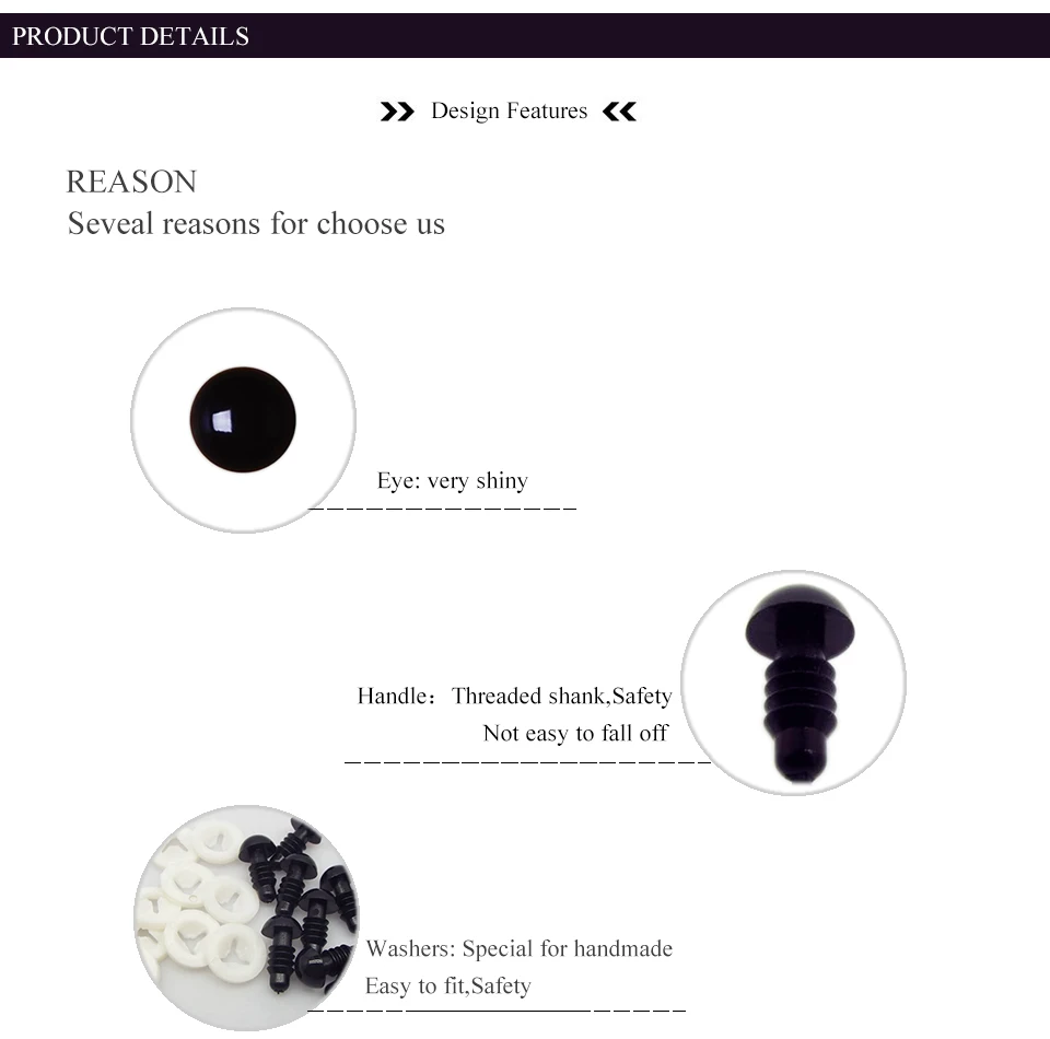 6mm/8mm/9mm/10mm/12mm Safety Eyes Black Color Fit for Crochet /Stuffed /Amigurumi Doll Come With Washers