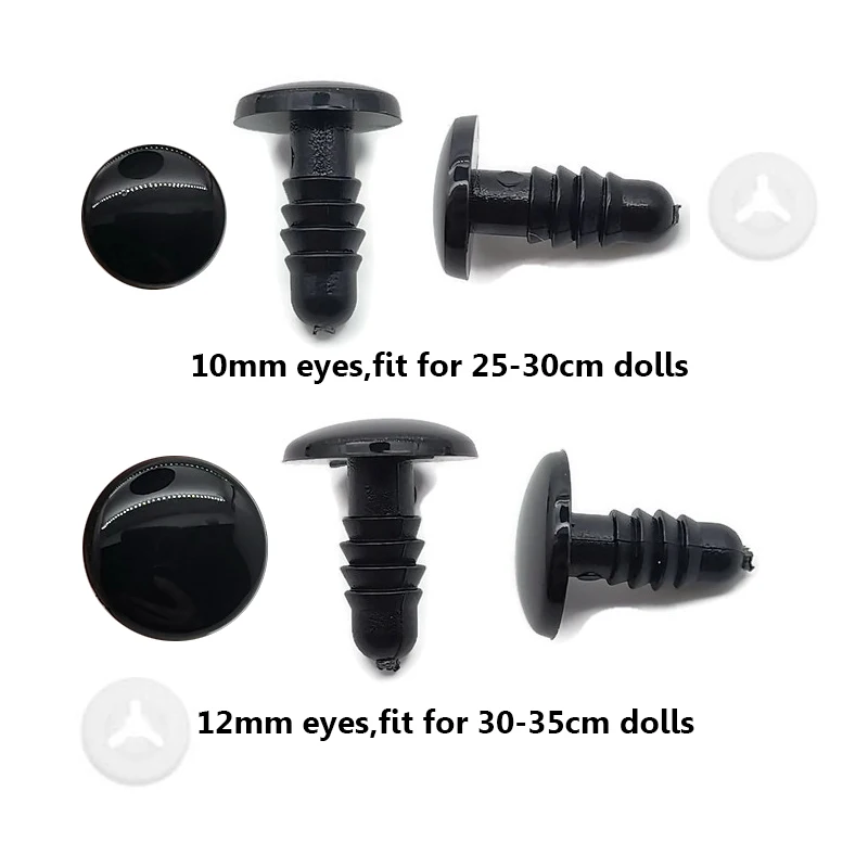 6mm/8mm/9mm/10mm/12mm Safety Eyes Black Color Fit for Crochet /Stuffed /Amigurumi Doll Come With Washers