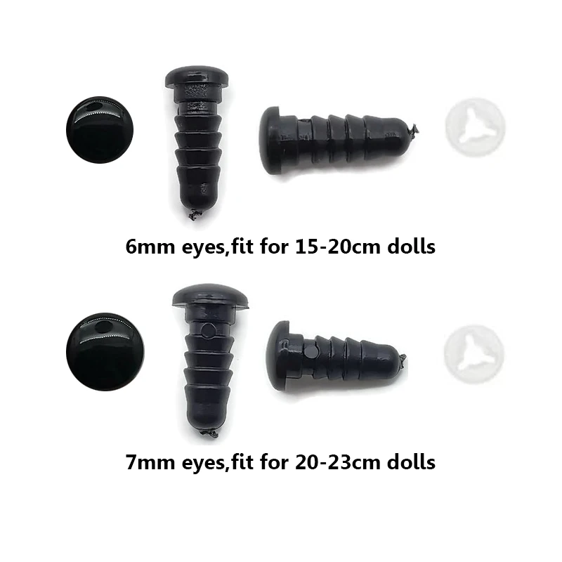 6mm/8mm/9mm/10mm/12mm Safety Eyes Black Color Fit for Crochet /Stuffed /Amigurumi Doll Come With Washers
