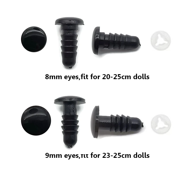 6mm/8mm/9mm/10mm/12mm Safety Eyes Black Color Fit for Crochet /Stuffed /Amigurumi Doll Come With Washers