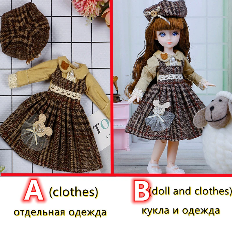Fashion 1/6 Bjd Doll or Dress Up Clothes Accessories 30cm Princess Doll Kids Children's Girl Birthday Gift Toys