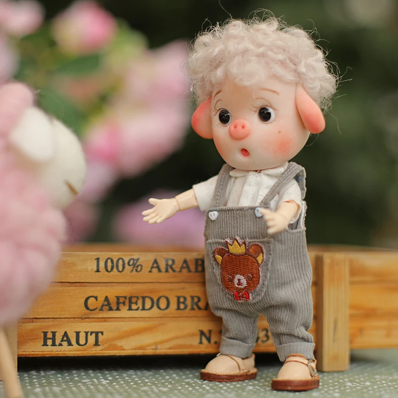 Kawaii 1/12 BJD Doll Clothes Fashion Suspender Pants Dolls jeans for ob11,gsc,body9 Dolls Accessories Obitsu 11 Clothes